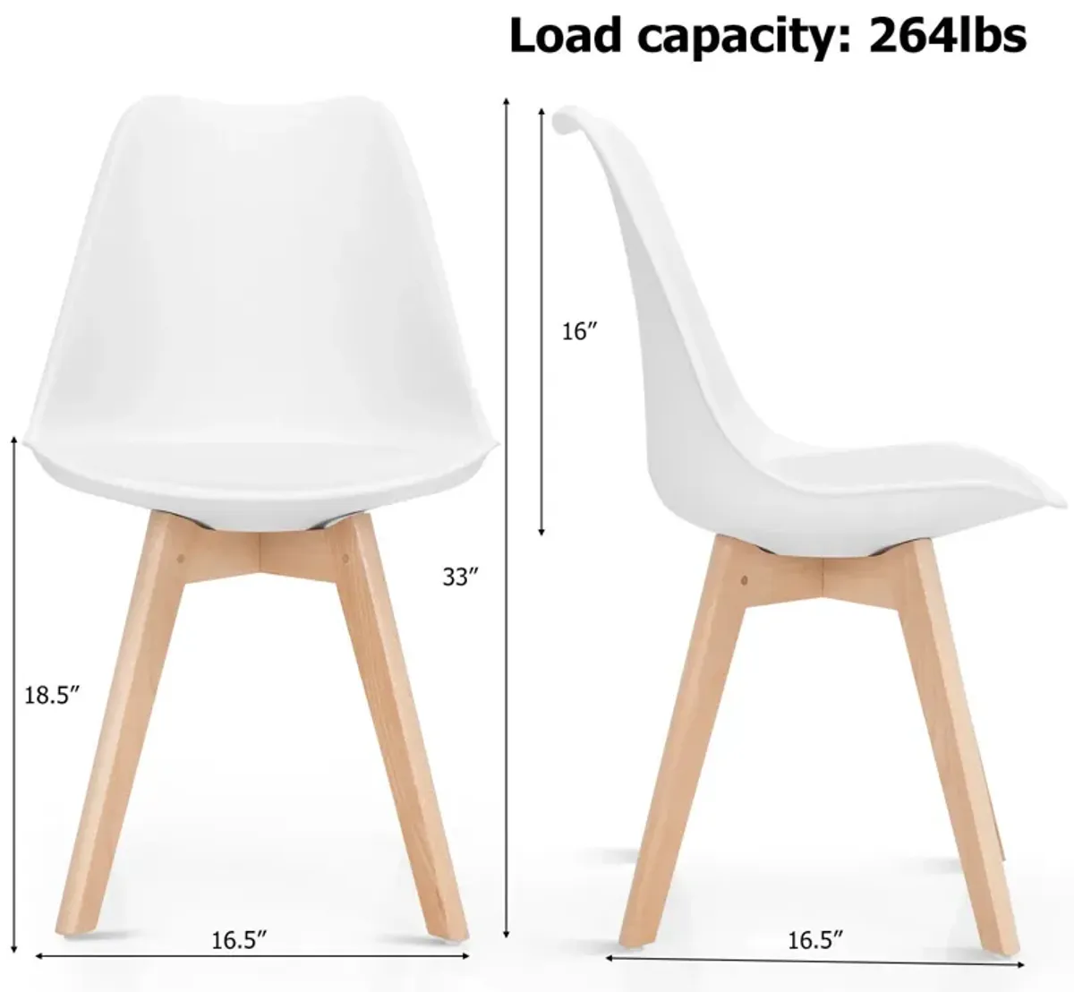 Set of 4 Dining Chairs Mid-Century Modern Shell PU Seat with Wooden Legs