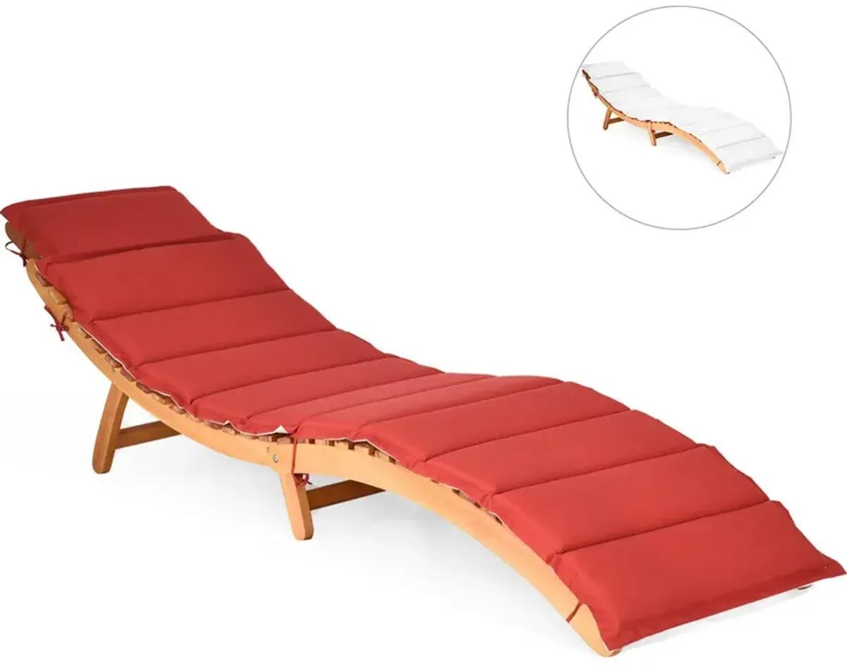 Folding Patio Lounge Chair with Double-Sided Cushioned Seat