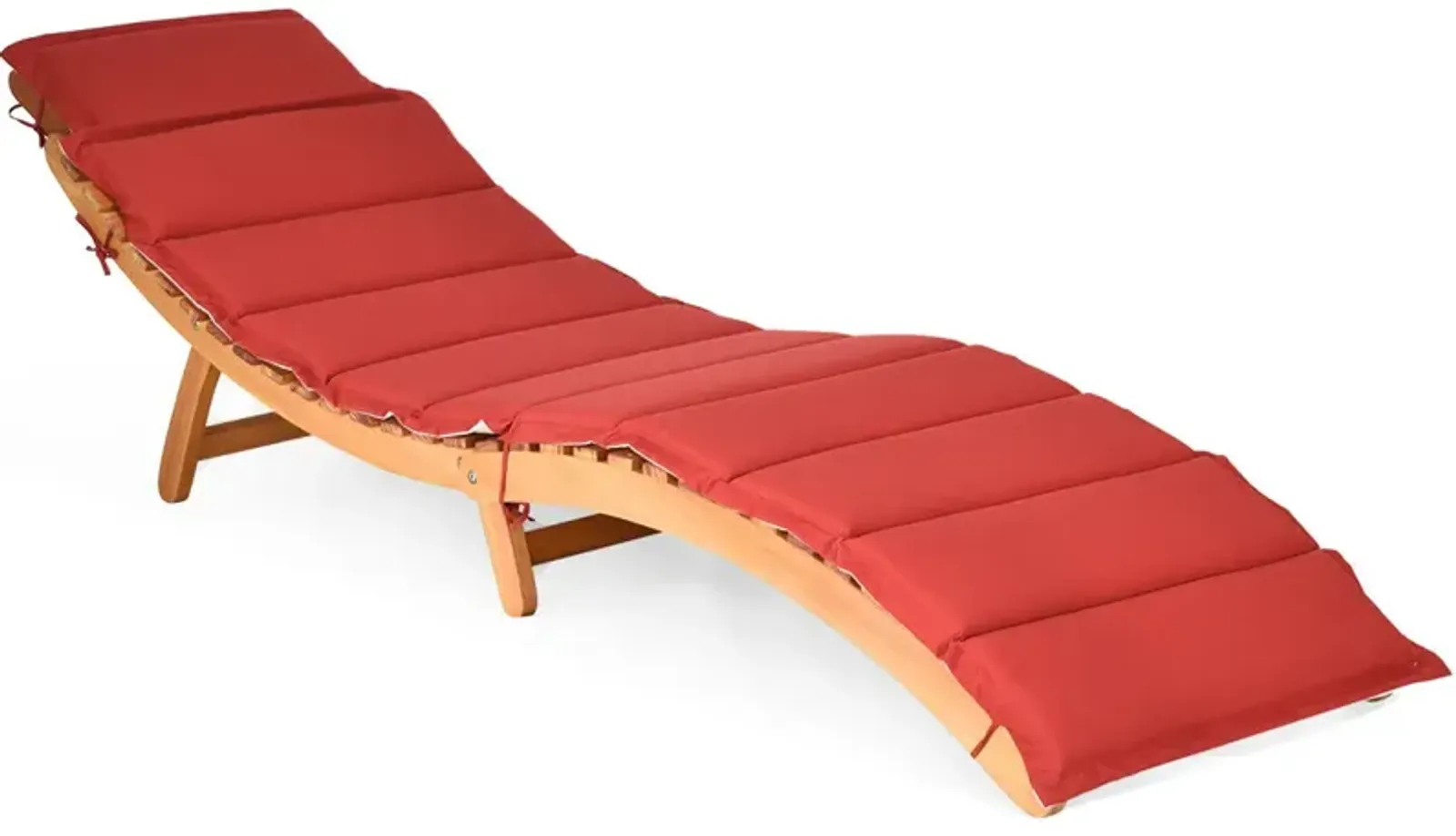 Folding Patio Lounge Chair with Double-Sided Cushioned Seat