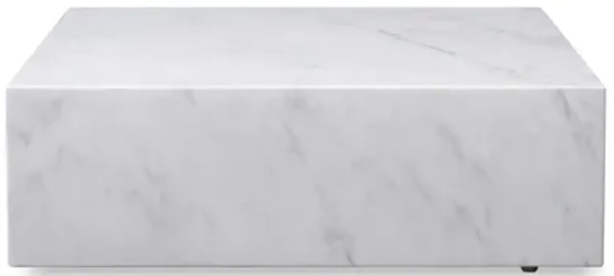 35 White Genuine Marble And Brass Square Coffee Table