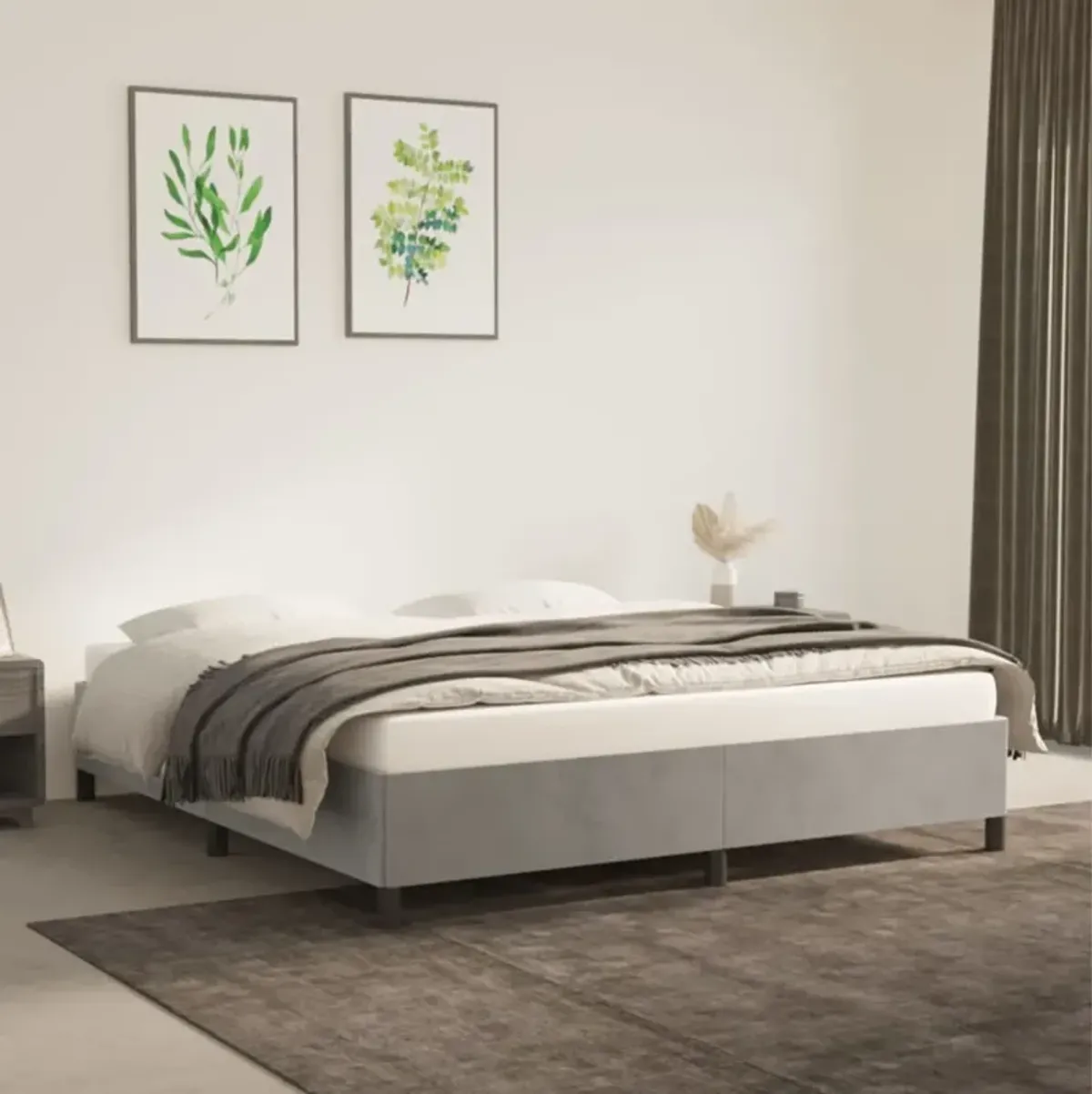 vidaXL Light Gray Velvet California King Bed Frame - Modern, Durable & Easy-to-Assemble - Enhances Sleep Quality