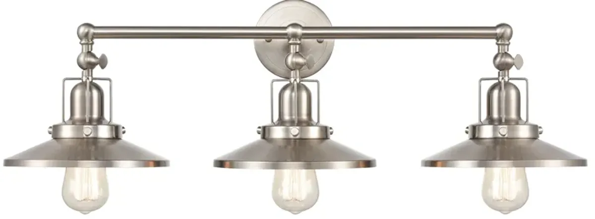 English Pub 28'' Wide 3-Light Nickel Vanity Light