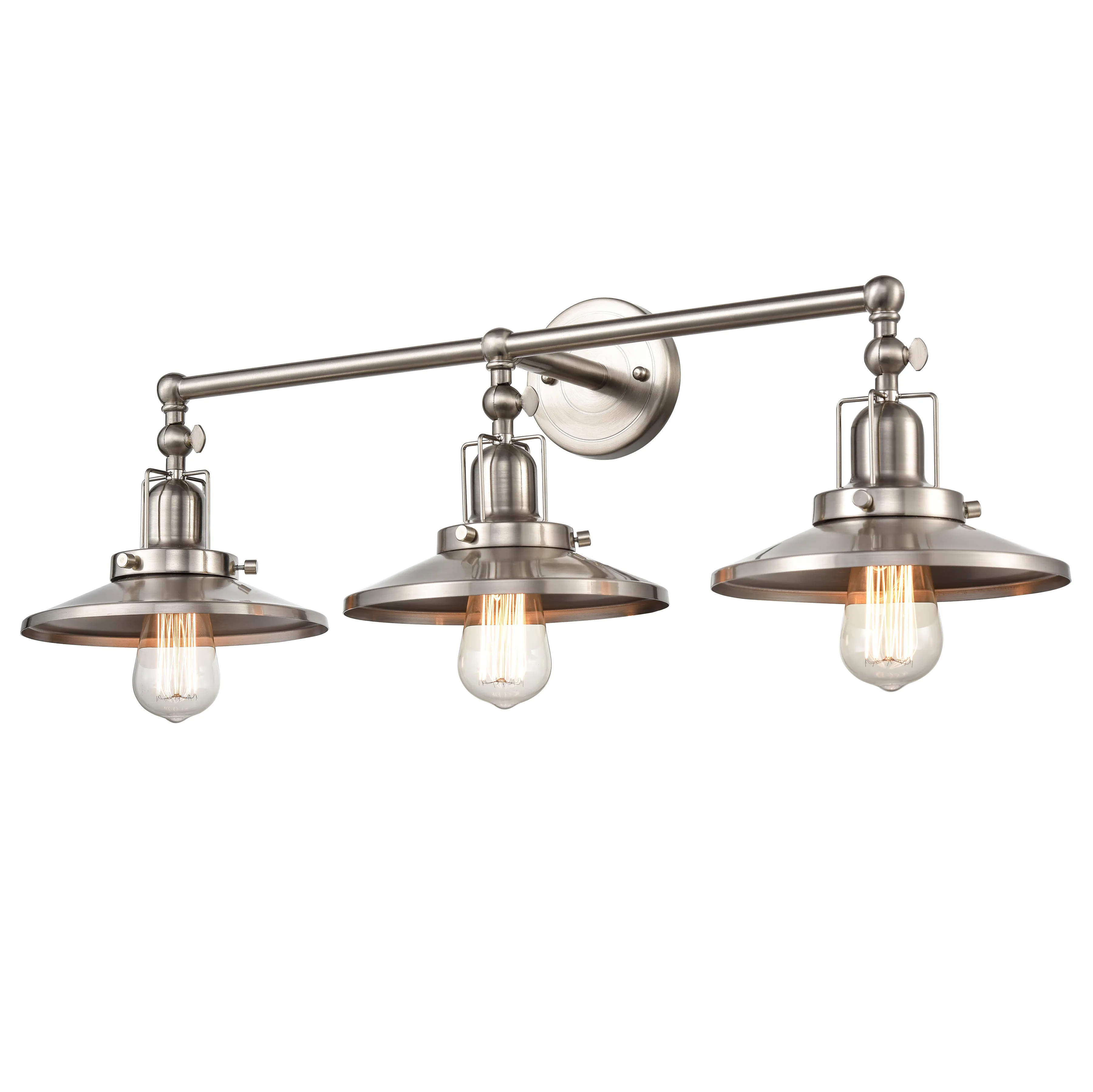 English Pub 28'' Wide 3-Light Nickel Vanity Light