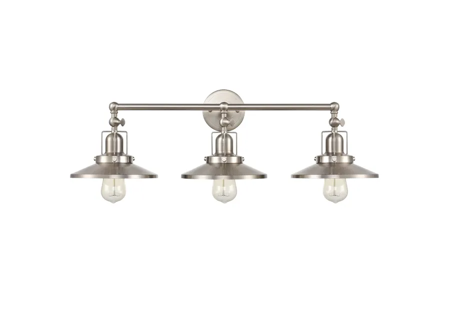 English Pub 28'' Wide 3-Light Nickel Vanity Light