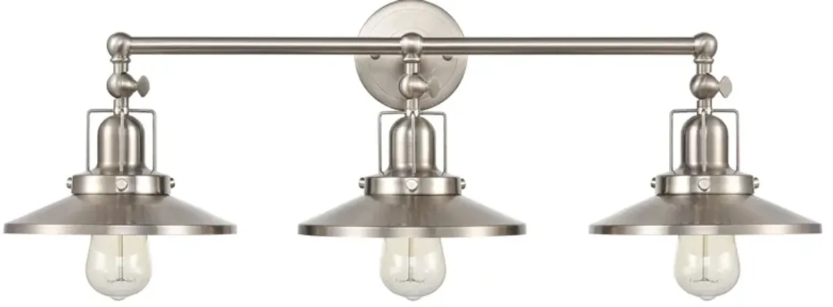 English Pub 28'' Wide 3-Light Nickel Vanity Light