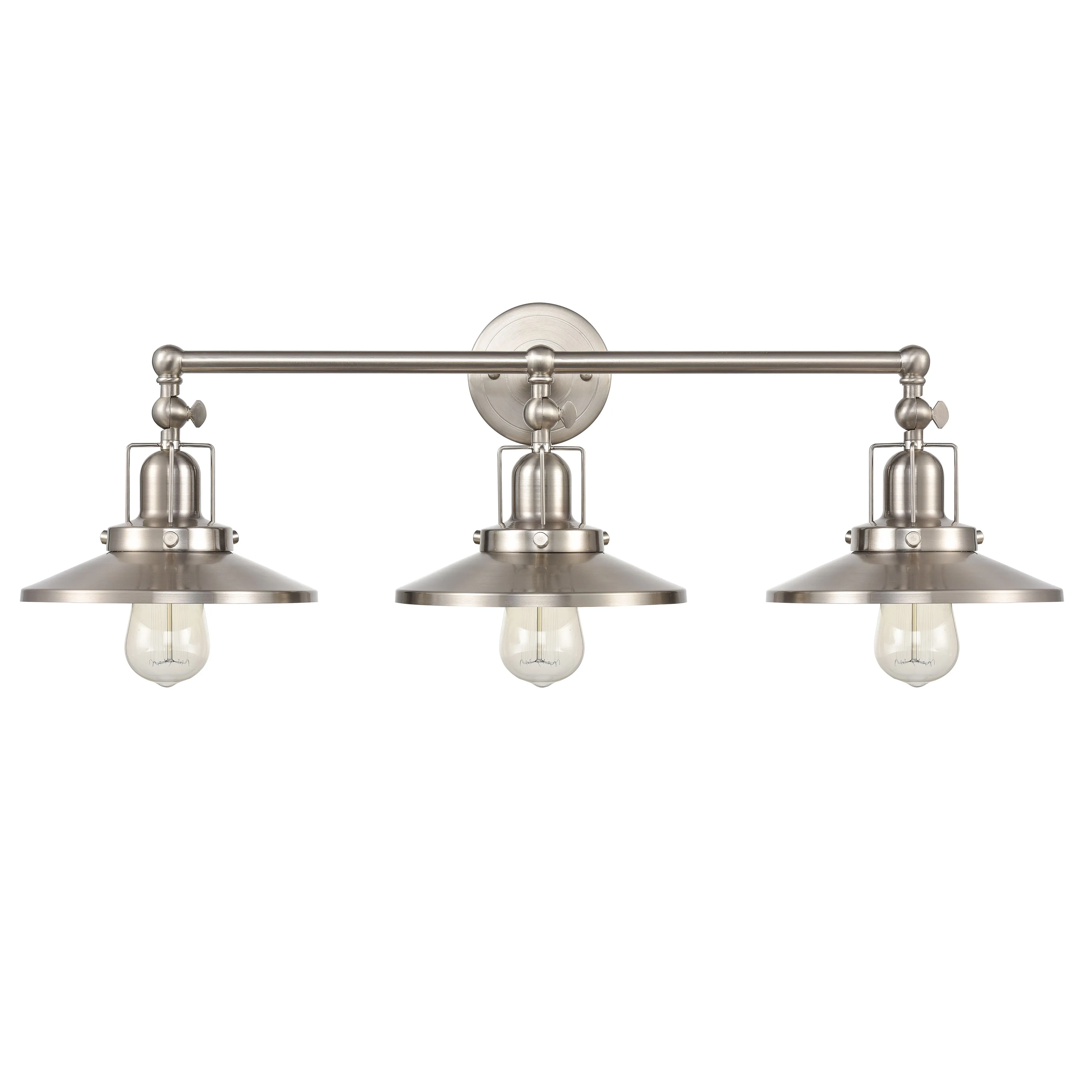 English Pub 28'' Wide 3-Light Nickel Vanity Light