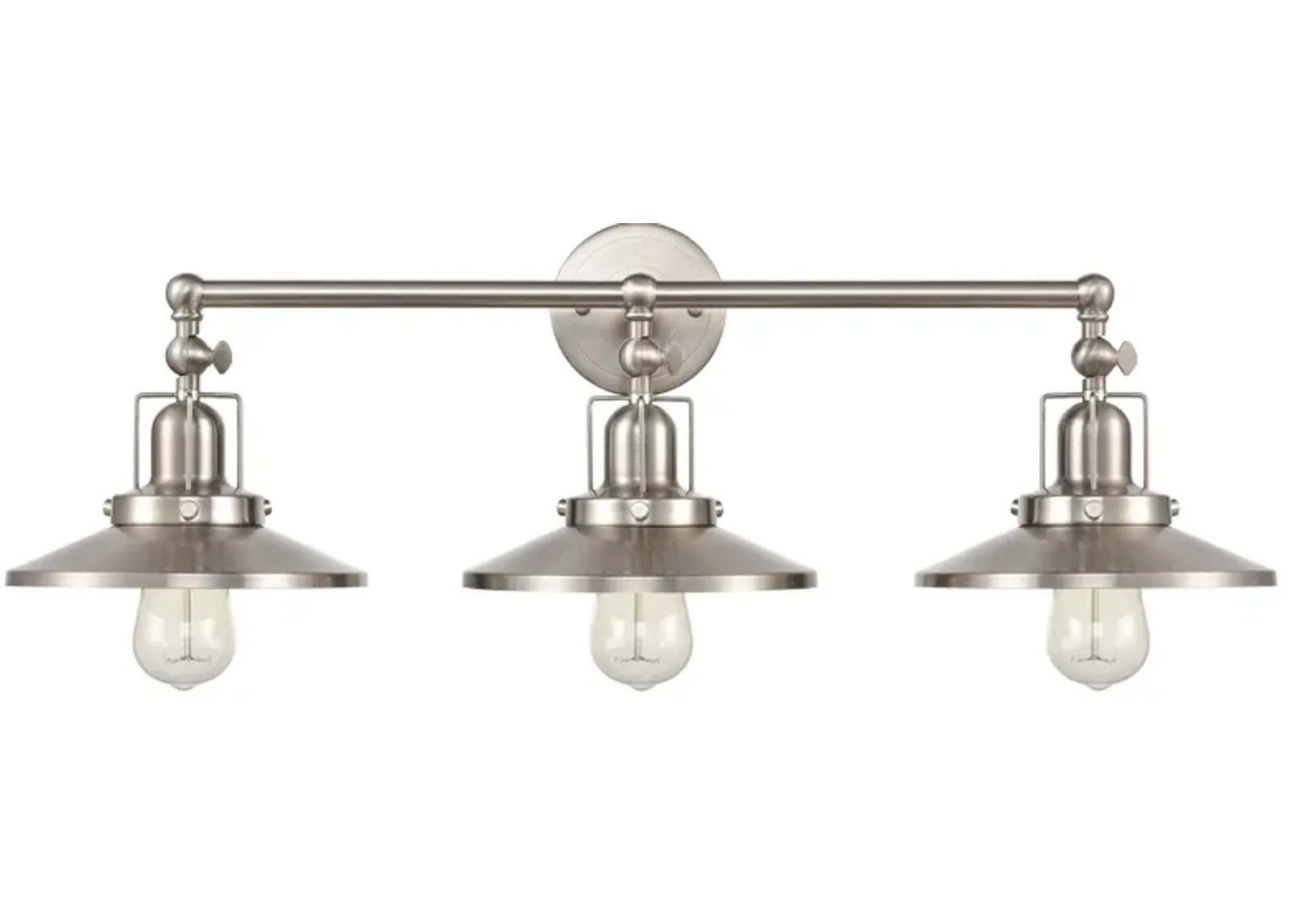 English Pub 28'' Wide 3-Light Nickel Vanity Light