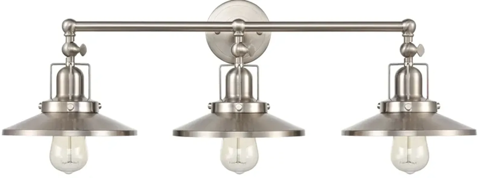 English Pub 28'' Wide 3-Light Nickel Vanity Light