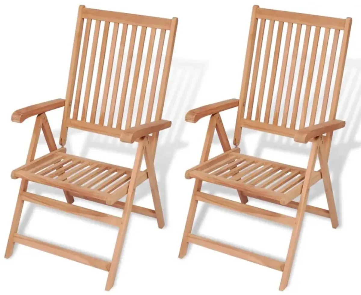 vidaXL Reclining Garden Chairs 2 pcs Solid Teak Wood