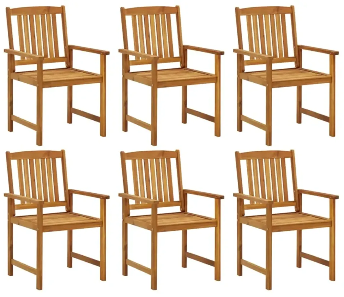 vidaXL Patio Chairs 6 pcs Solid Acacia Wood