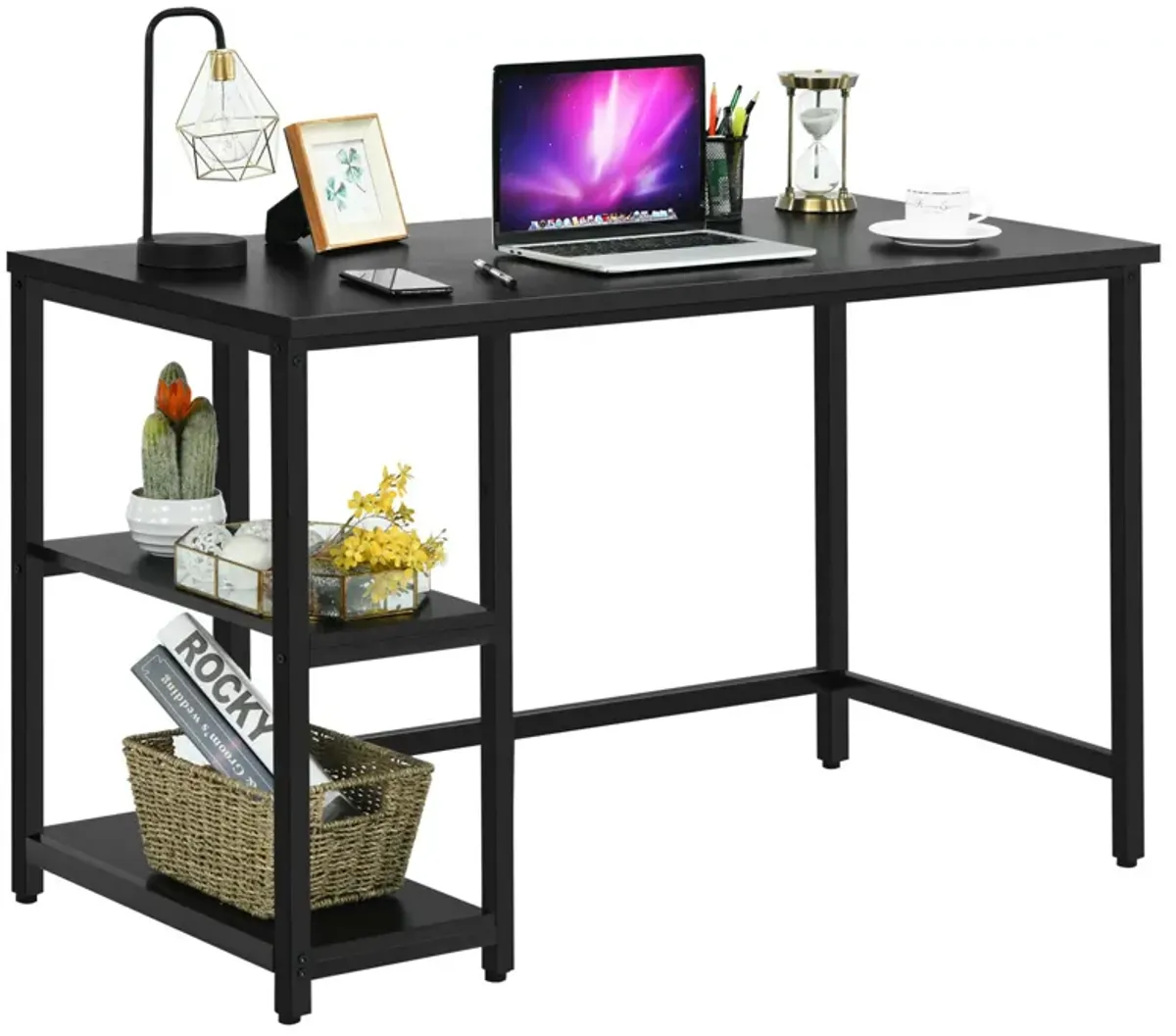 Costway 47'' Computer Desk Office Study Table Workstation Home w/ Adjustable Shelf Black