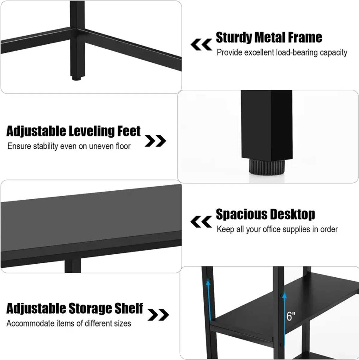 Costway 47'' Computer Desk Office Study Table Workstation Home w/ Adjustable Shelf Black