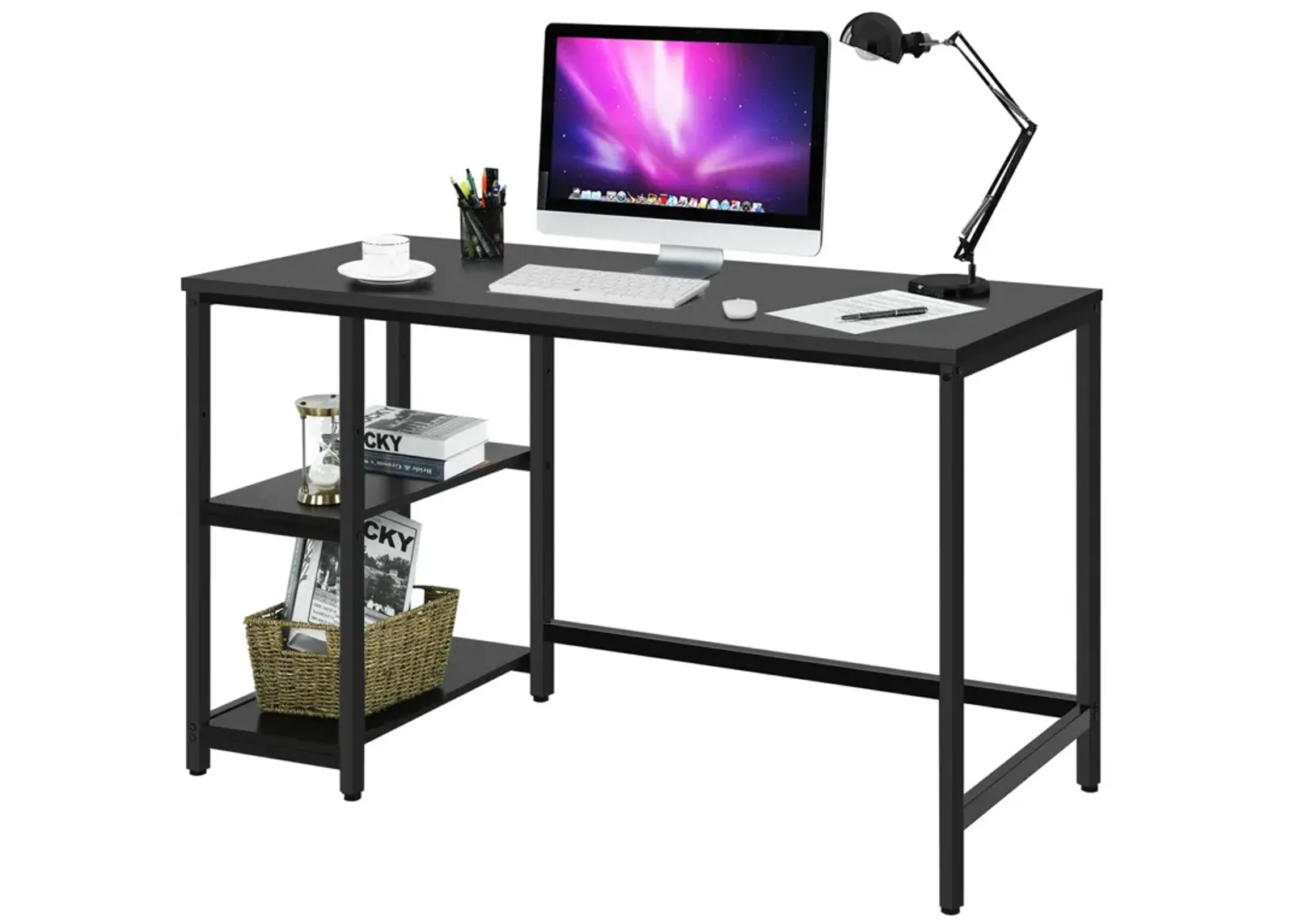 Costway 47'' Computer Desk Office Study Table Workstation Home w/ Adjustable Shelf Black