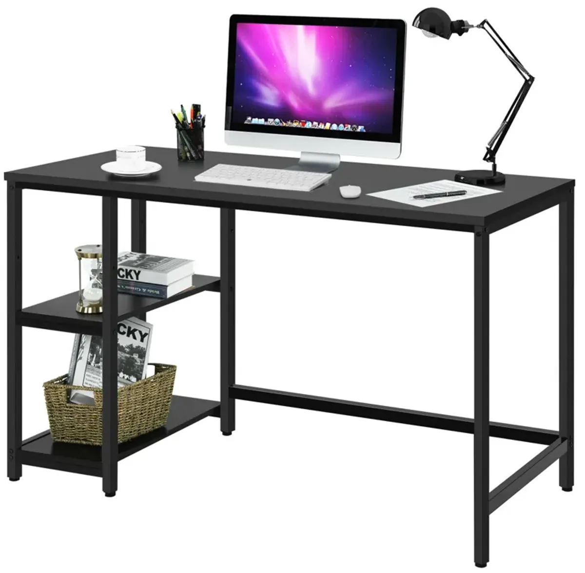 Costway 47'' Computer Desk Office Study Table Workstation Home w/ Adjustable Shelf Black