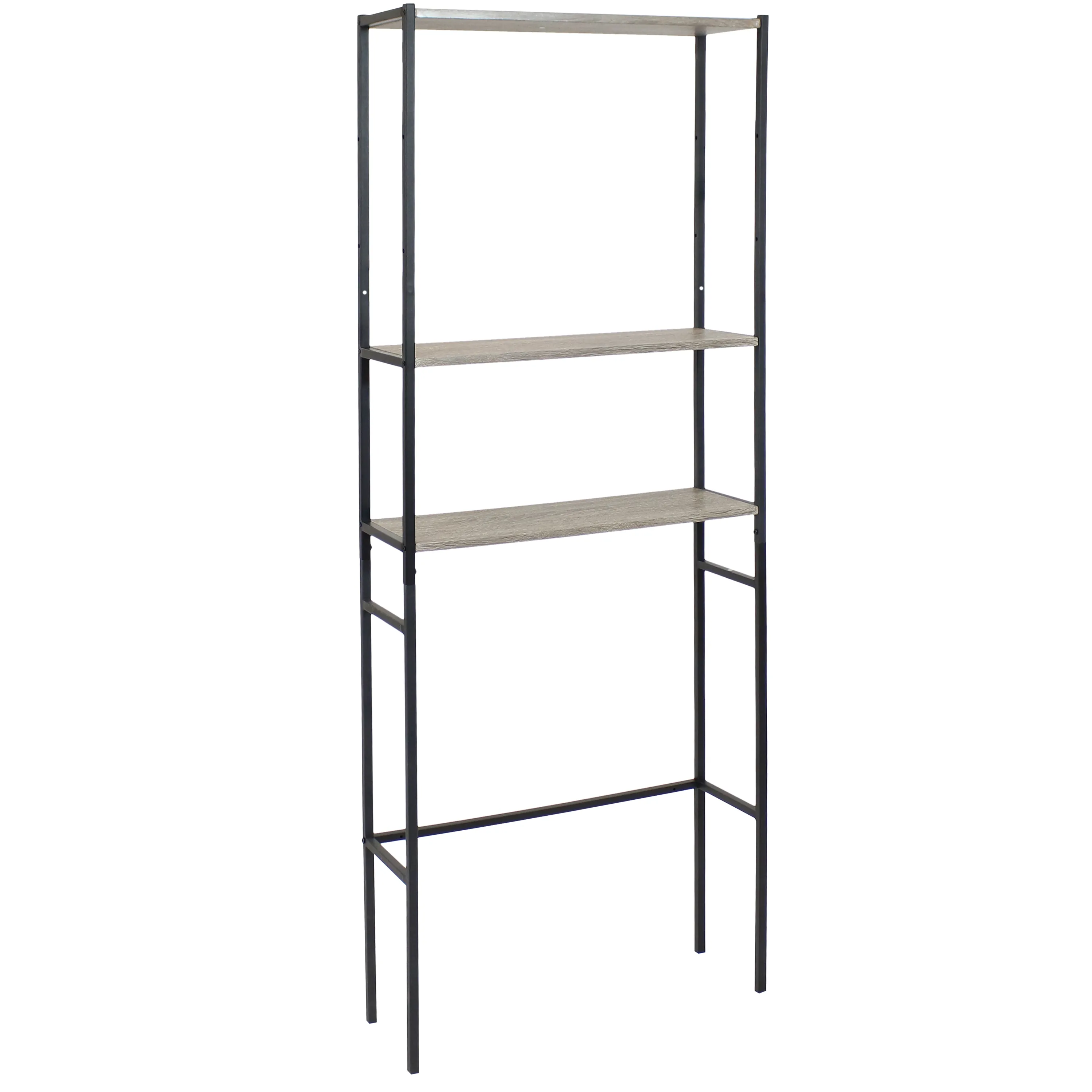 Sunnydaze Industrial Style 3-Tier Over-The-Toilet Storage Shelf - Oak Gray