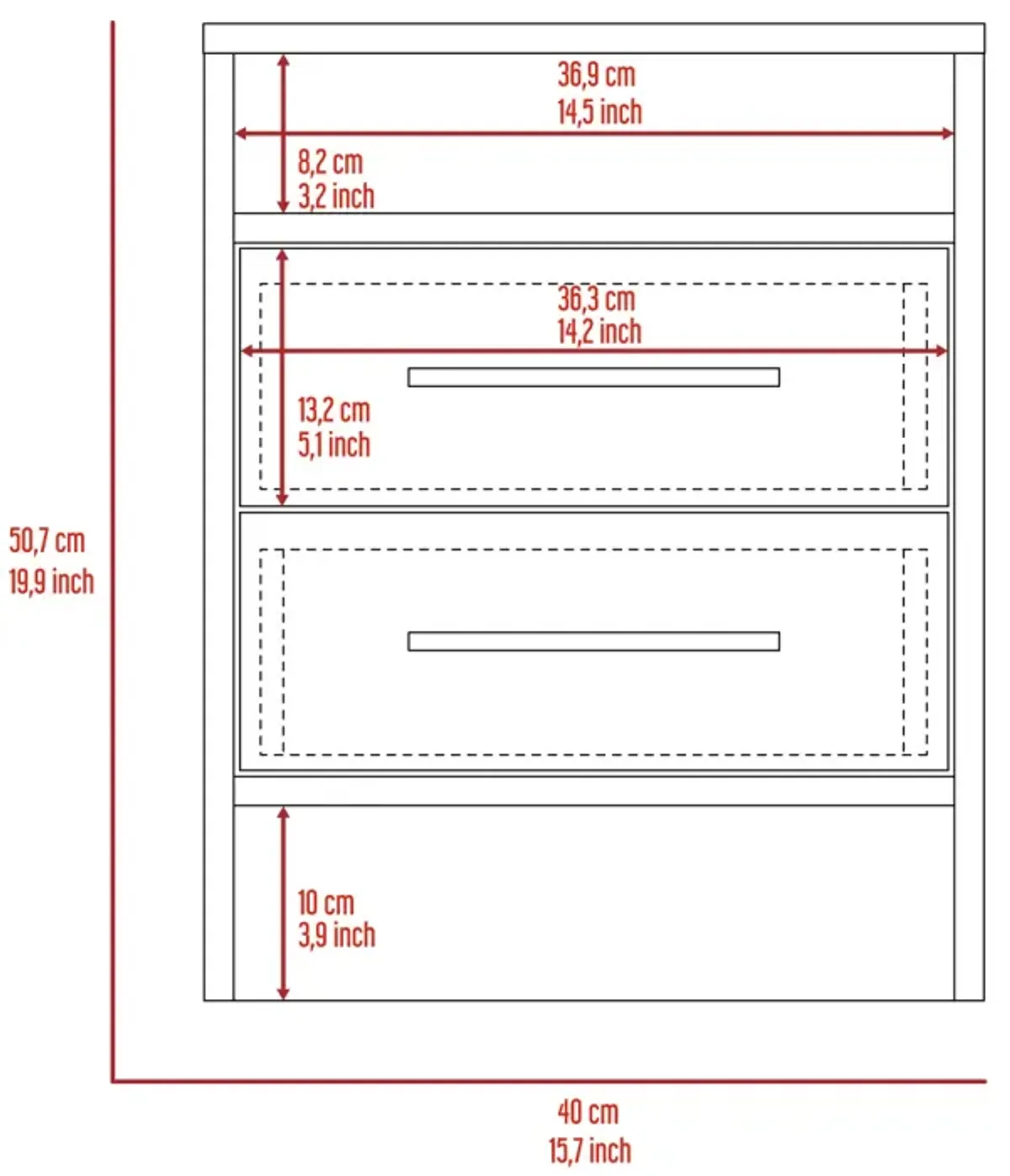 Rowley 2-Drawer 1-Shelf Rectangle Nightstand Light