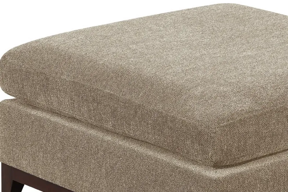 Fabric Cocktail Ottoman with Chamfered Feet, Gray-Benzara