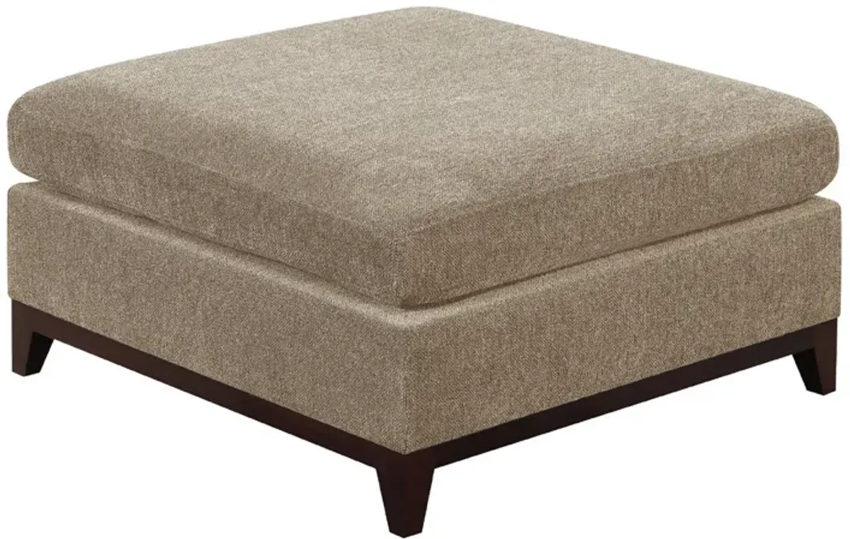 Fabric Cocktail Ottoman with Chamfered Feet, Gray-Benzara