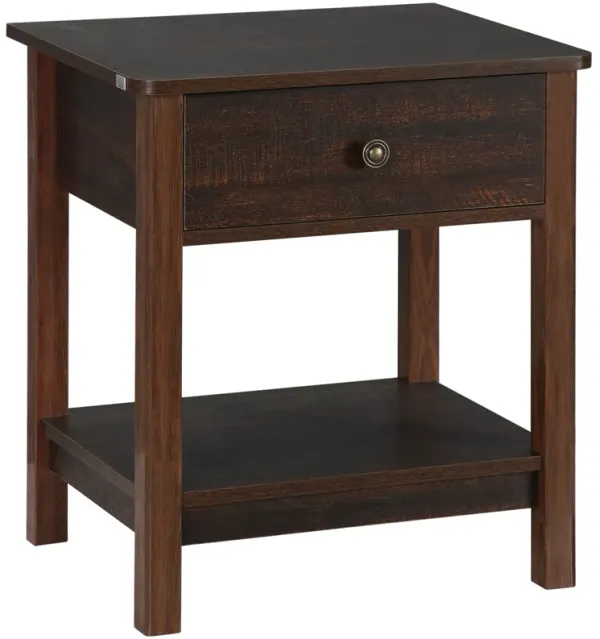 HOMCOM End Table with Drawer, Side Table with Top and Bottom Shelf for Small Spaces, Dark Brown