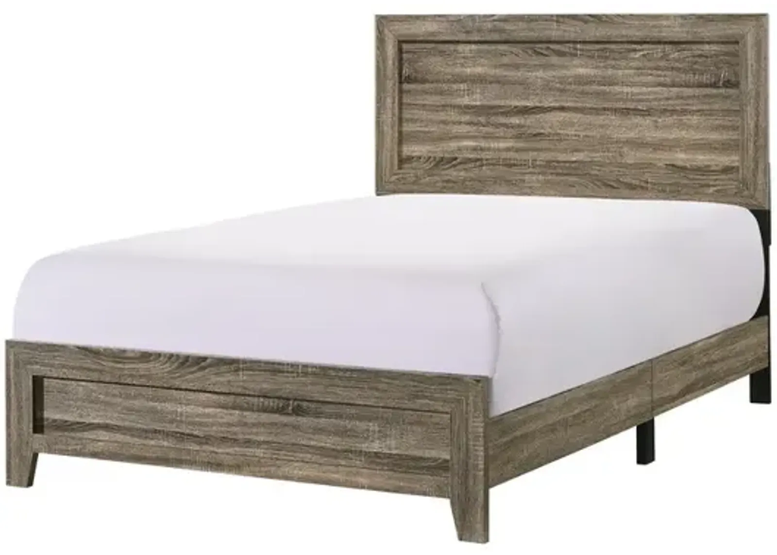 Full Size Wooden Bed with Panel Design Headboard, Rustic Brown - Benzara