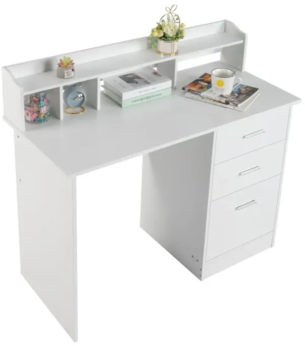Computer Desk with Desktop Storage Shelf & 3 Drawers for Organized Workspace