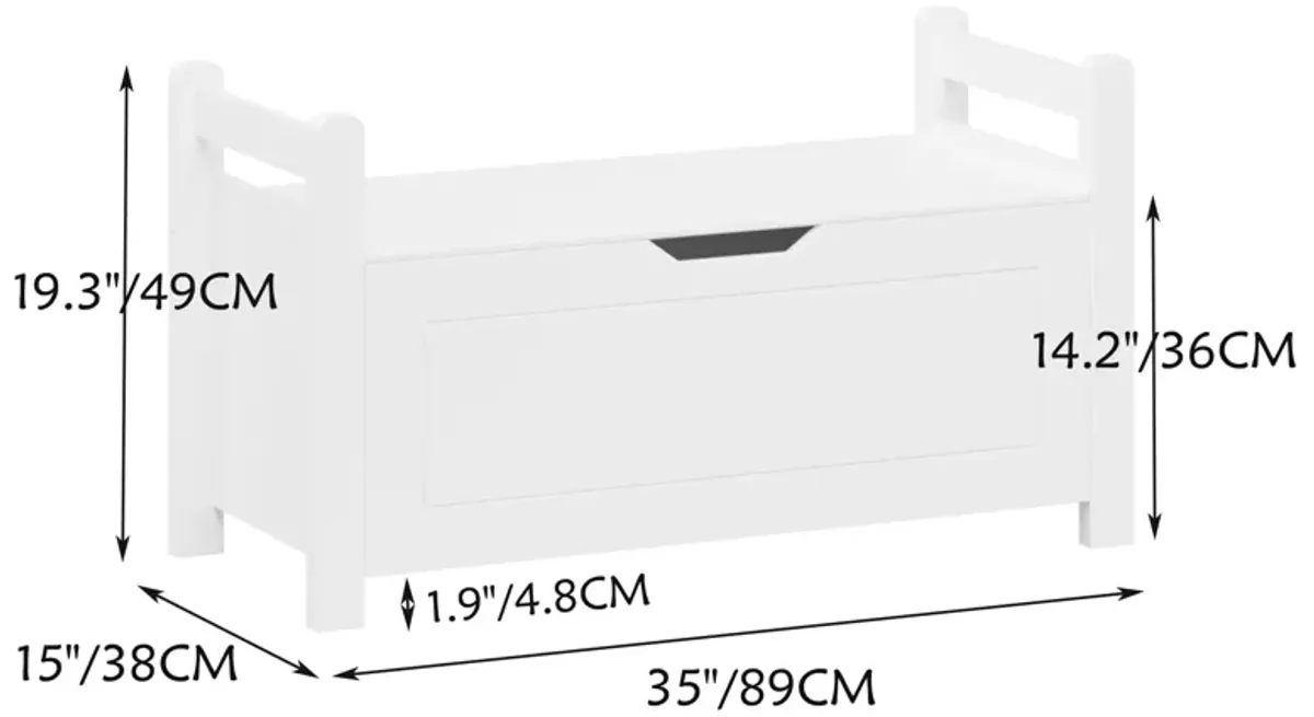 Kids Toy Box Chest, White Rubber Wood Toy Box for Boys Girls, Large Storage Cabinet with Flip-Top Lid/Safety Hinge, Toy Storage Organizer Trunk for Nursery, Playroom