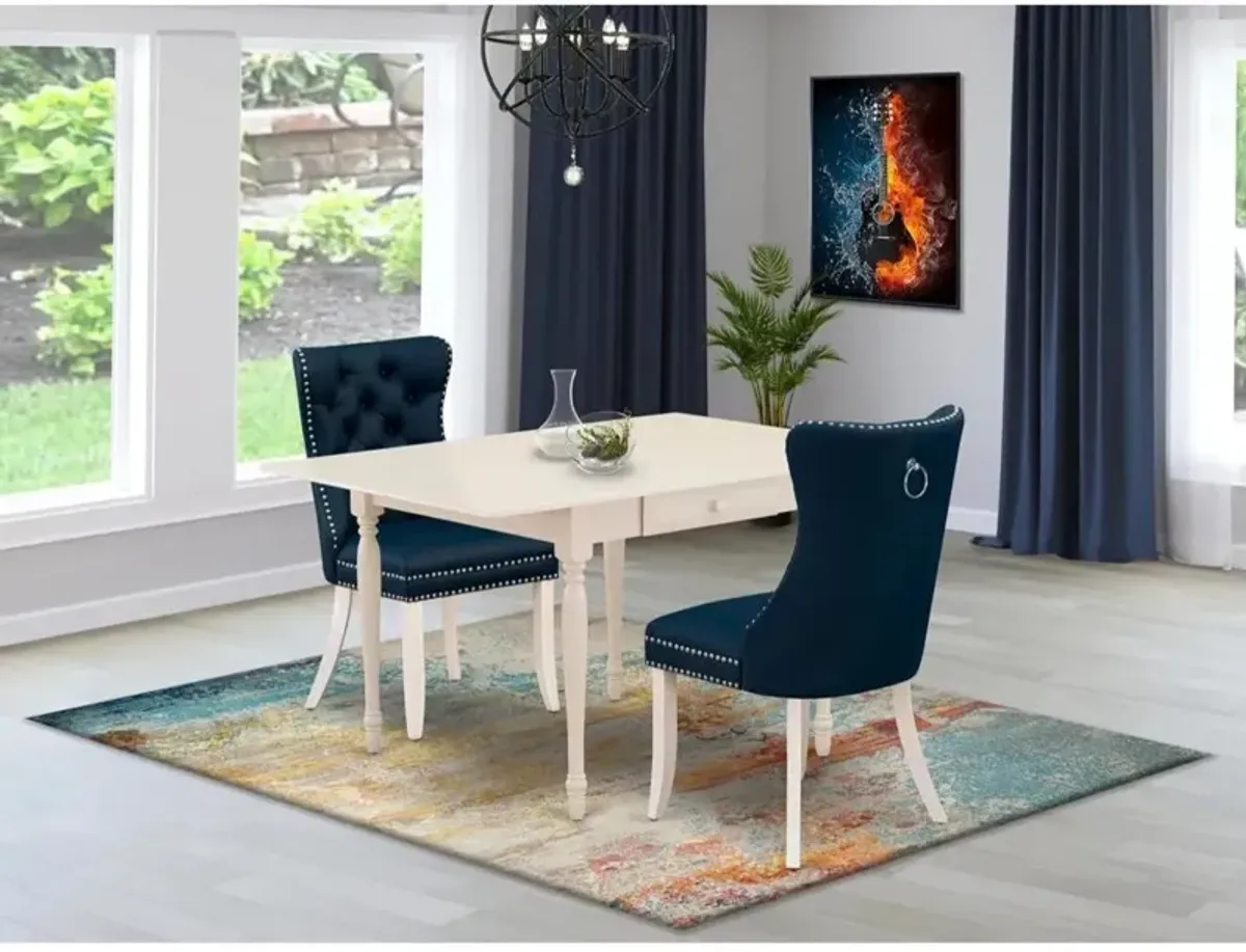 3 Piece Kitchen Table Set Consists of a Rectangle Dining Table with Dropleaf