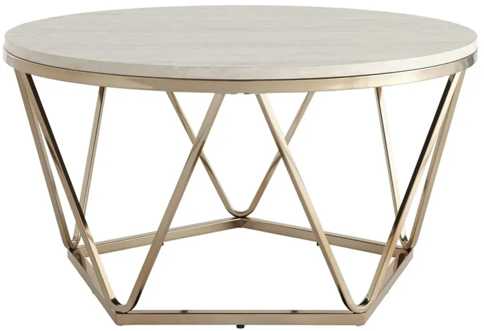 Hivvago 33" Champagne Solid Manufactured Wood And Metal Round Coffee Table