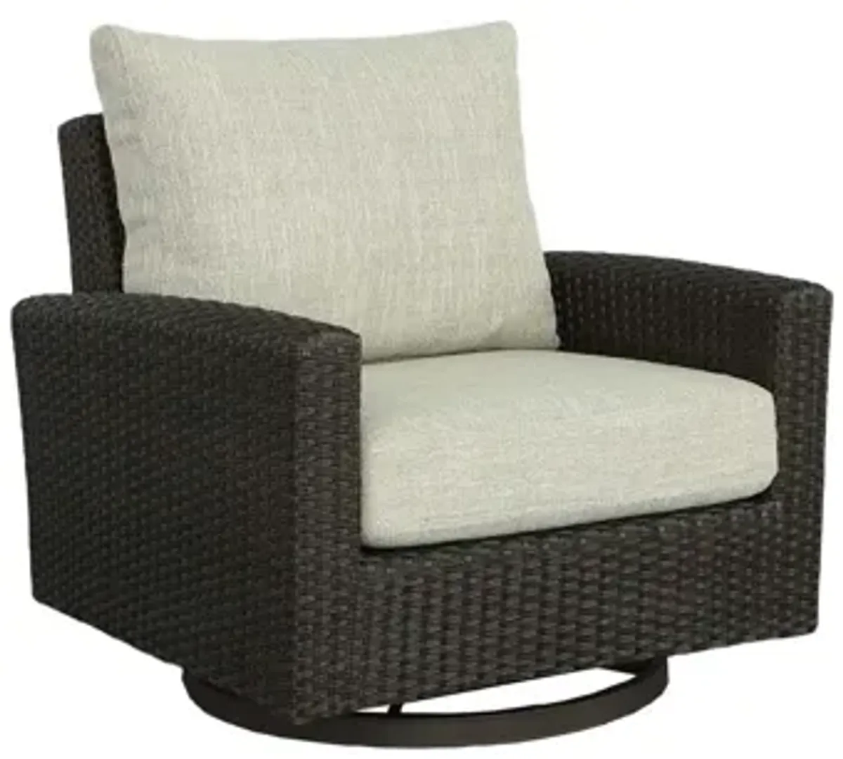 Resin Wicker Outdoor Swivel Chair - 37" - Brown and Gray