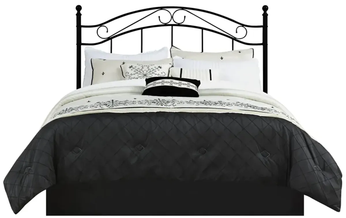 Harper Full/Queen Metal Headboard with Delicate Detailing, Black