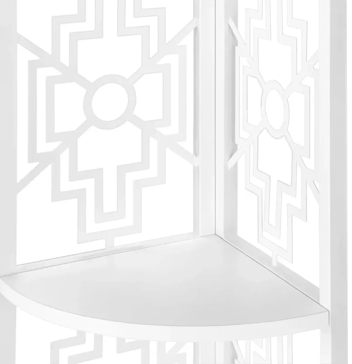 Monarch Specialties I 3623 Bookshelf, Bookcase, Etagere, Corner, 4 Tier, 62"H, Office, Bedroom, Metal, Laminate, White, Transitional