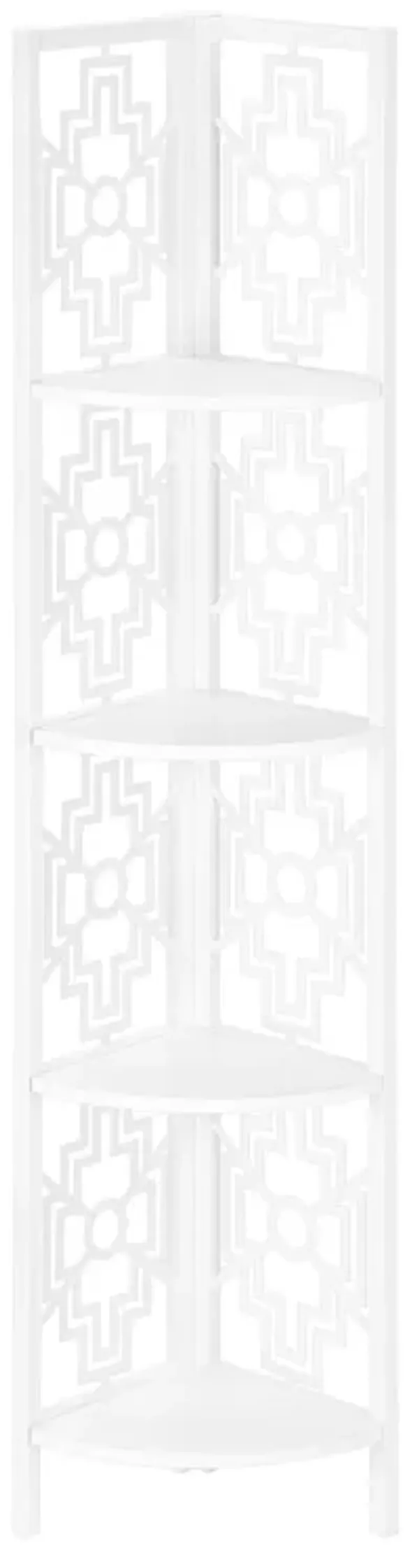 Monarch Specialties I 3623 Bookshelf, Bookcase, Etagere, Corner, 4 Tier, 62"H, Office, Bedroom, Metal, Laminate, White, Transitional