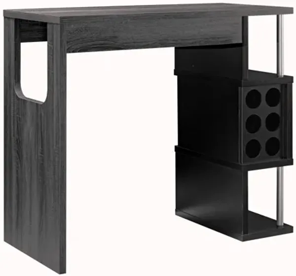 Distressed Grey & Black Bar Table Wine Cabinet