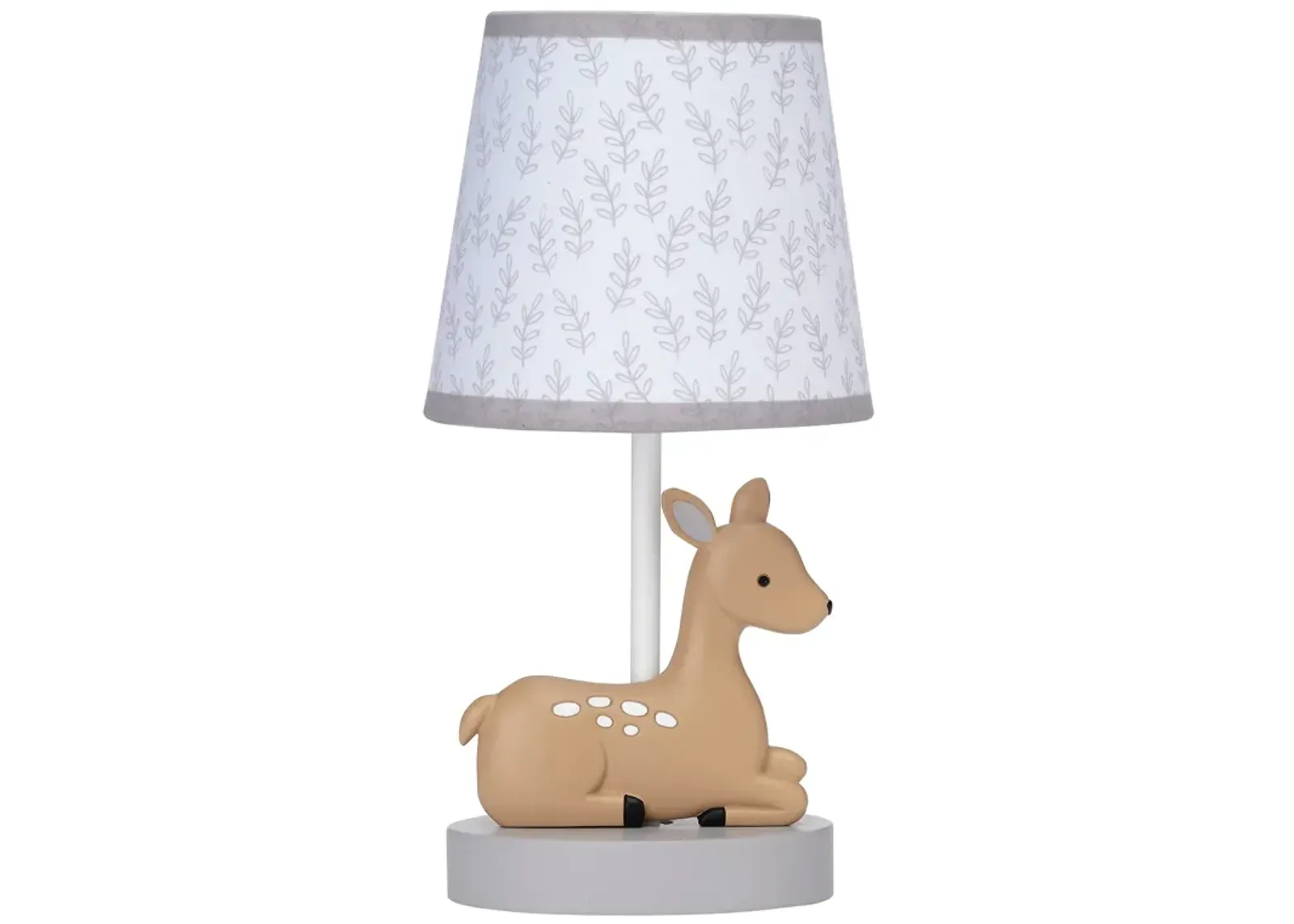 Bedtime Originals Deer Park Woodland Taupe Lamp with Gray/White Shade & Bulb