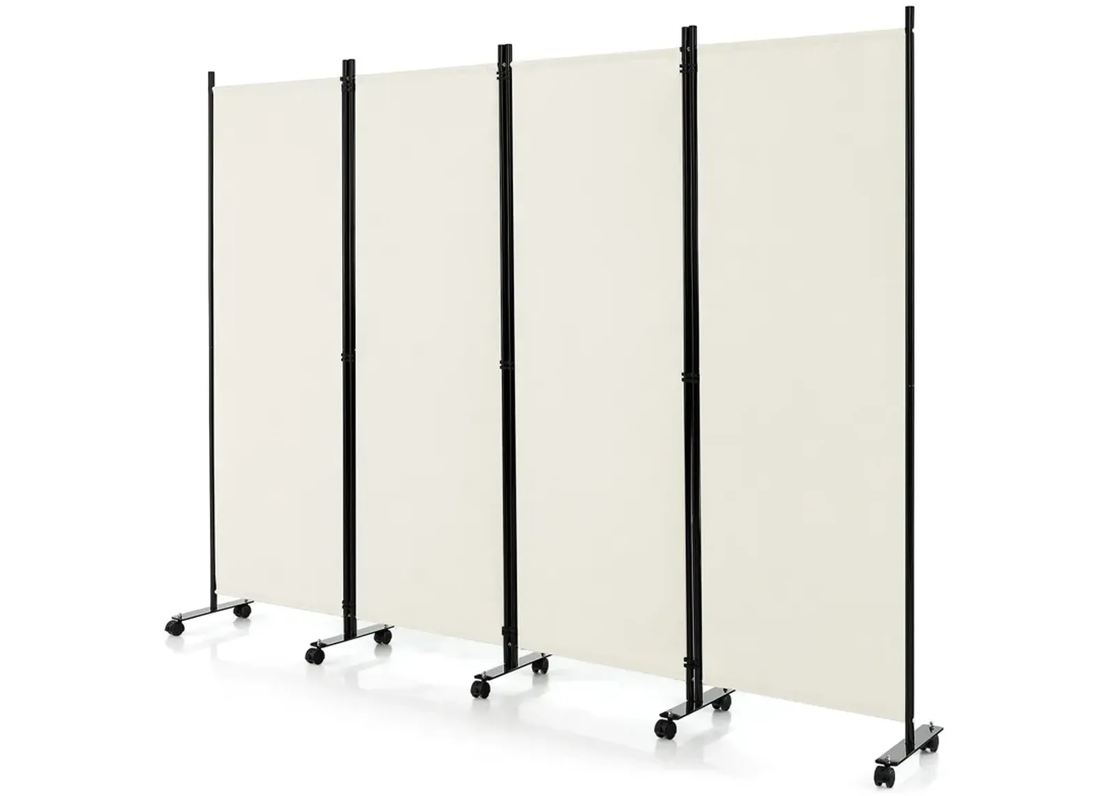 4-Panel Folding Room Divider 6 Feet Rolling Privacy Screen with Lockable Wheels