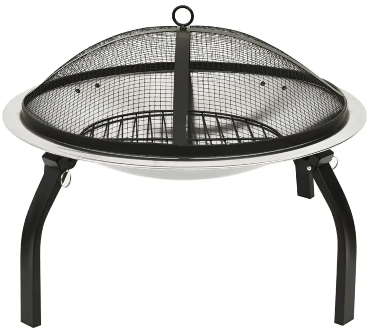 vidaXL 2-in-1 Fire Pit and BBQ with Poker 22"x22"x19.3" Stainless Steel