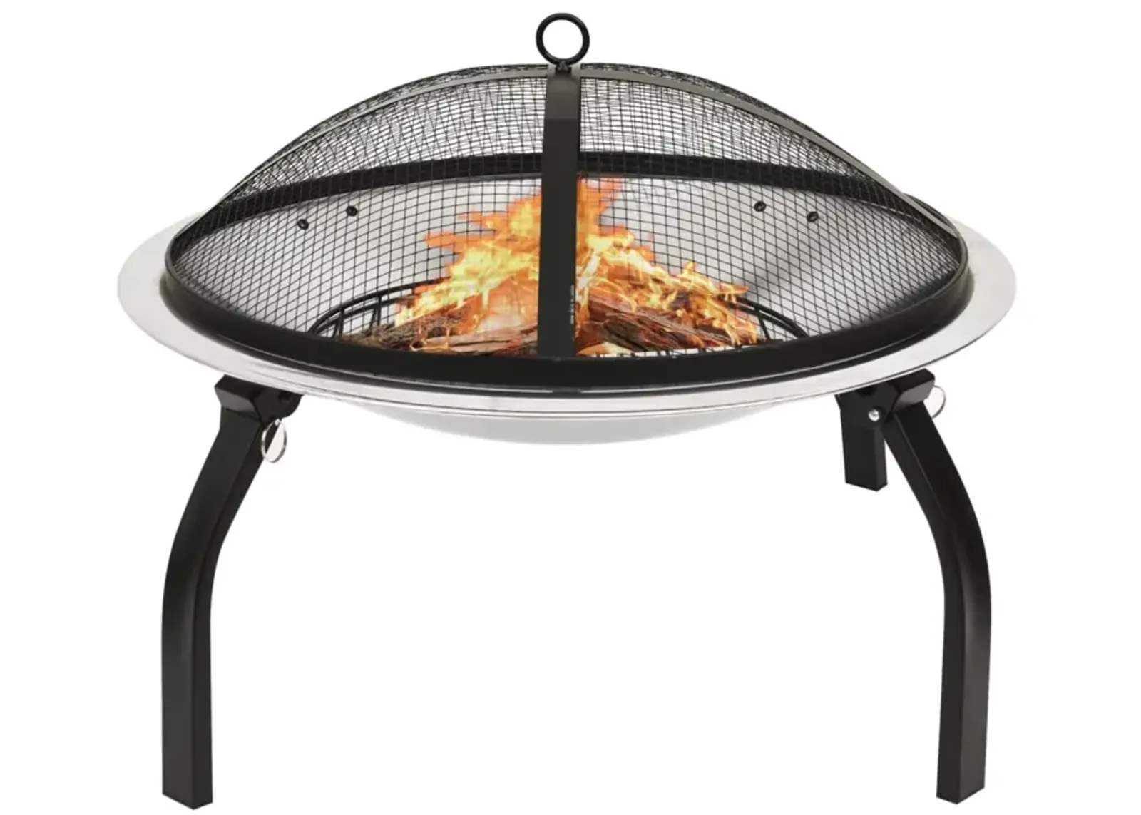 vidaXL 2-in-1 Fire Pit and BBQ with Poker 22"x22"x19.3" Stainless Steel