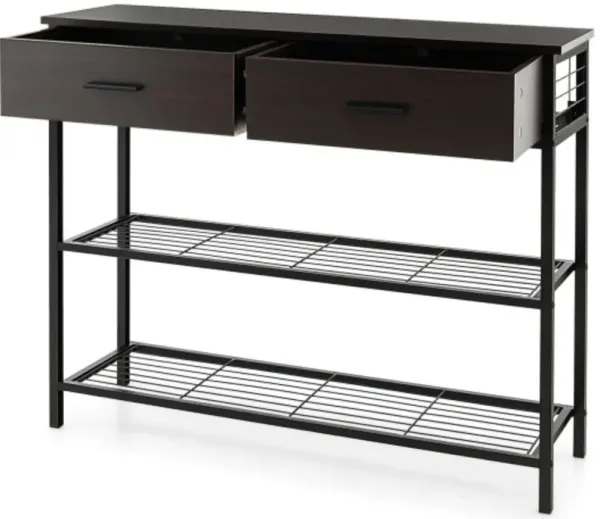 Entryway Table with 2 Drawers and 2-Tier Shelves