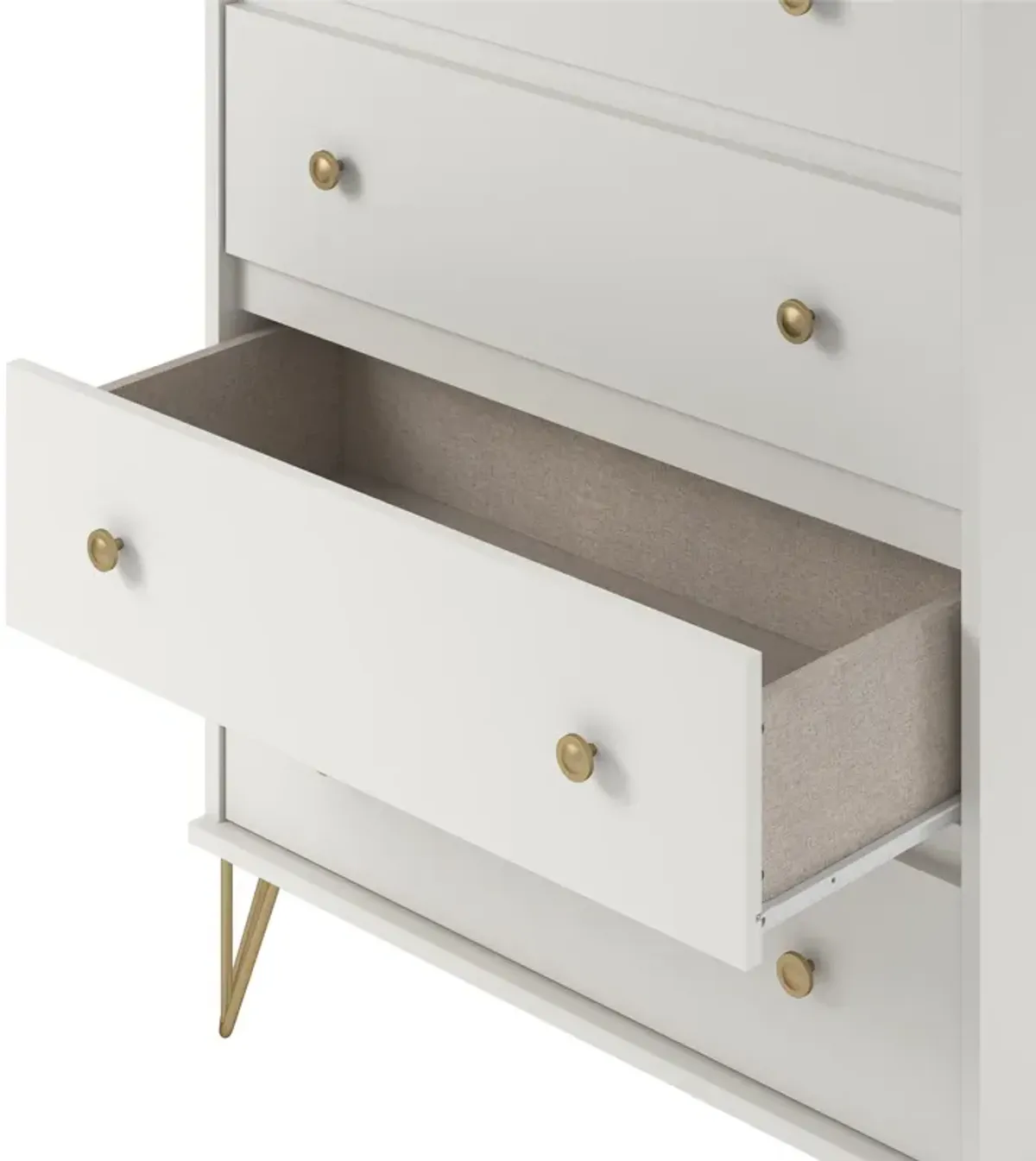 Novogratz Finley 4 Drawer Dresser, White