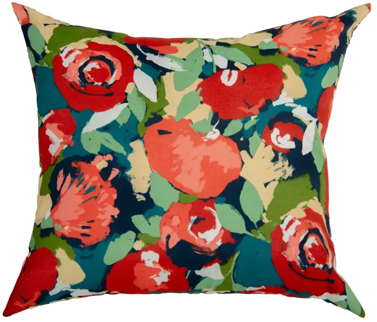 22"x22" Indoor/Outdoor Pillow, Botanical Red and Blue