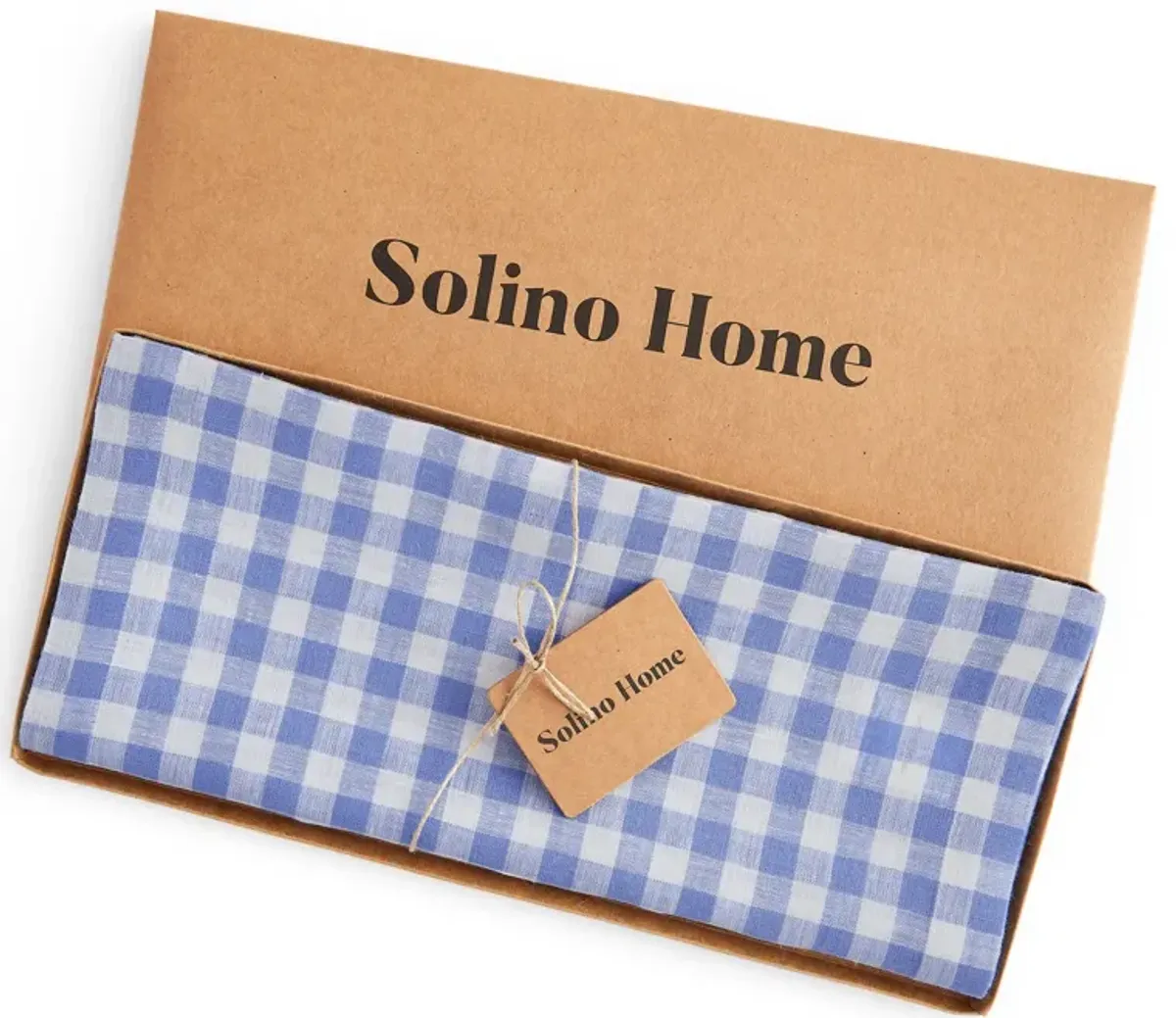 Solino Home 100% Pure Linen Table Runner | Gingham Check