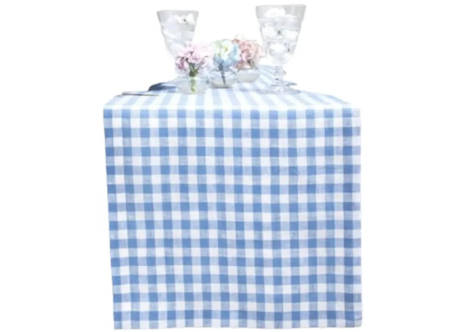 Solino Home 100% Pure Linen Table Runner | Gingham Check