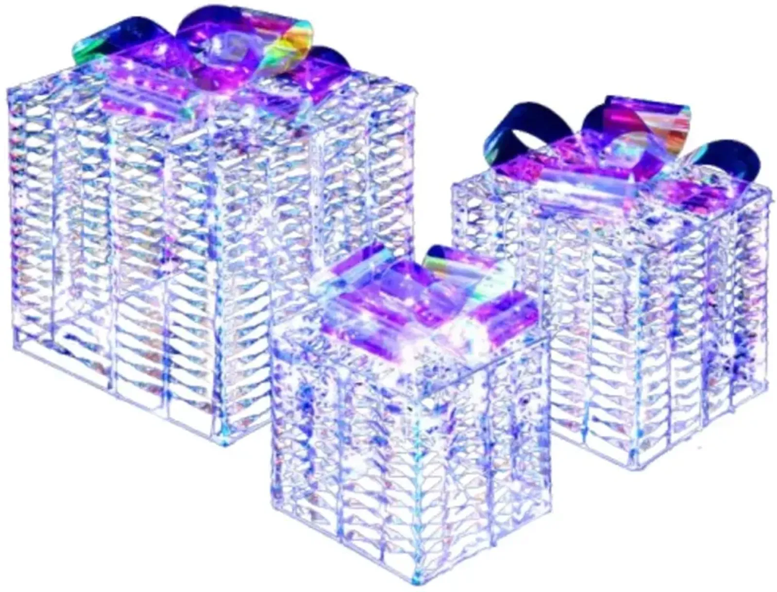 Hivvago Set of 3 Iridescent Christmas Gift Box with Iridescent Bows