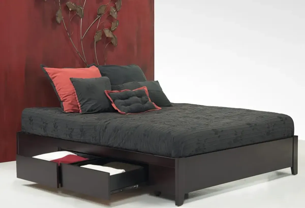 Simple Twin-size Platform Storage Bed in Espresso