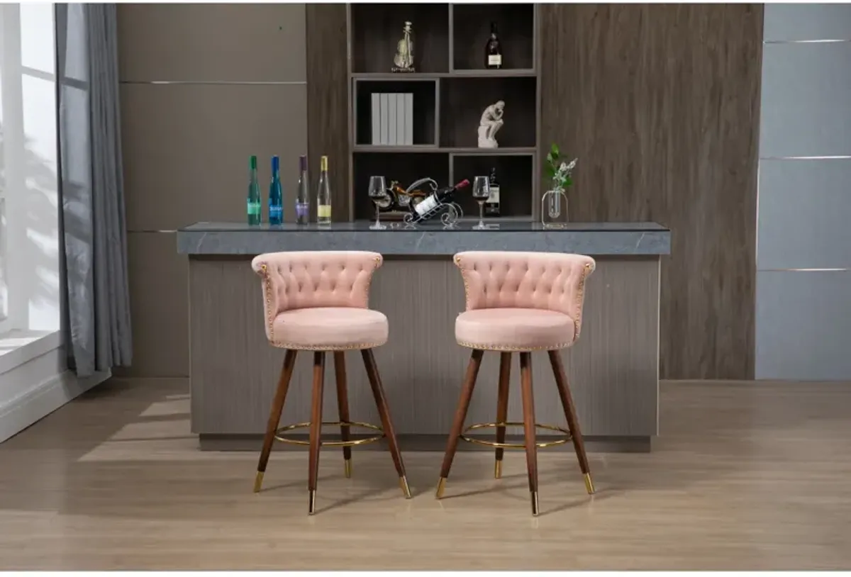 Swivel Bar Stools With Backrest Footrest, With A Fixed Height Of 360 Degrees