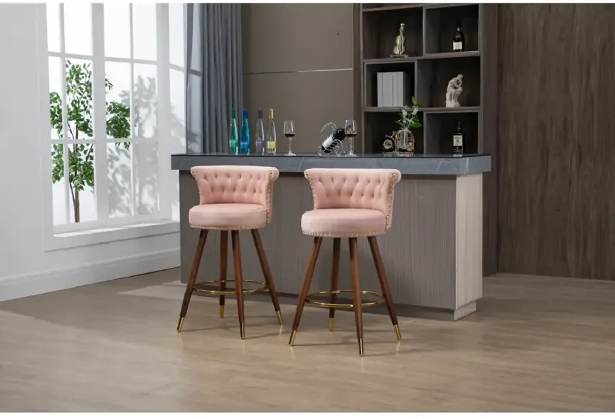Swivel Bar Stools With Backrest Footrest, With A Fixed Height Of 360 Degrees