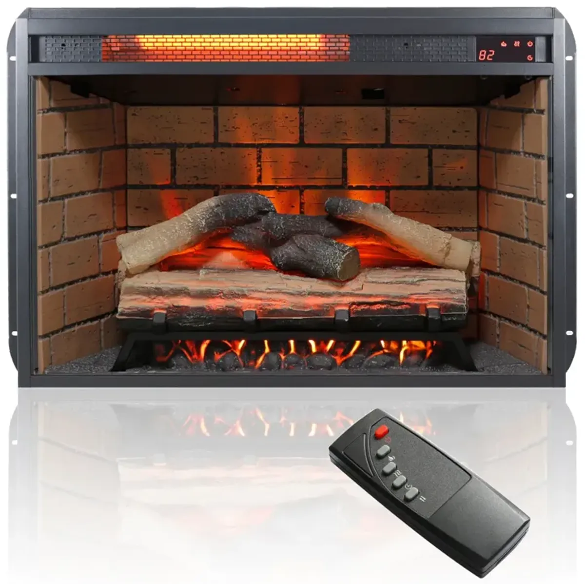 60 Inch Electric Fireplace Entertainment Center With Door Sensor-Jasmine White Color