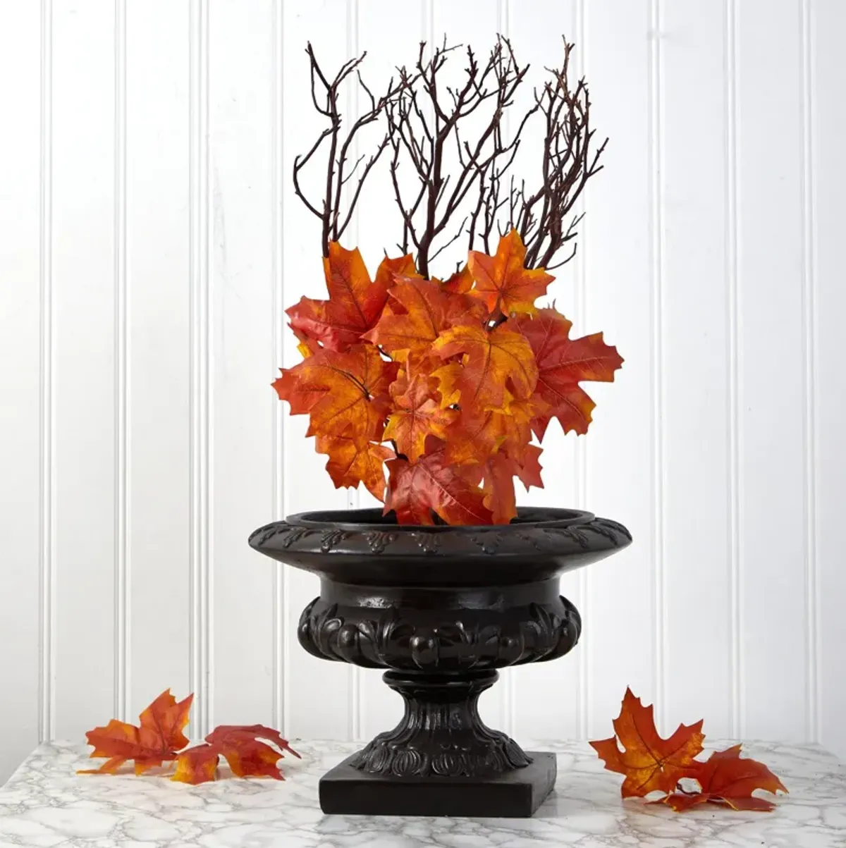 Nearly Natural 18-in Autumn Maple Leaf Artificial Flower (Set of 2)