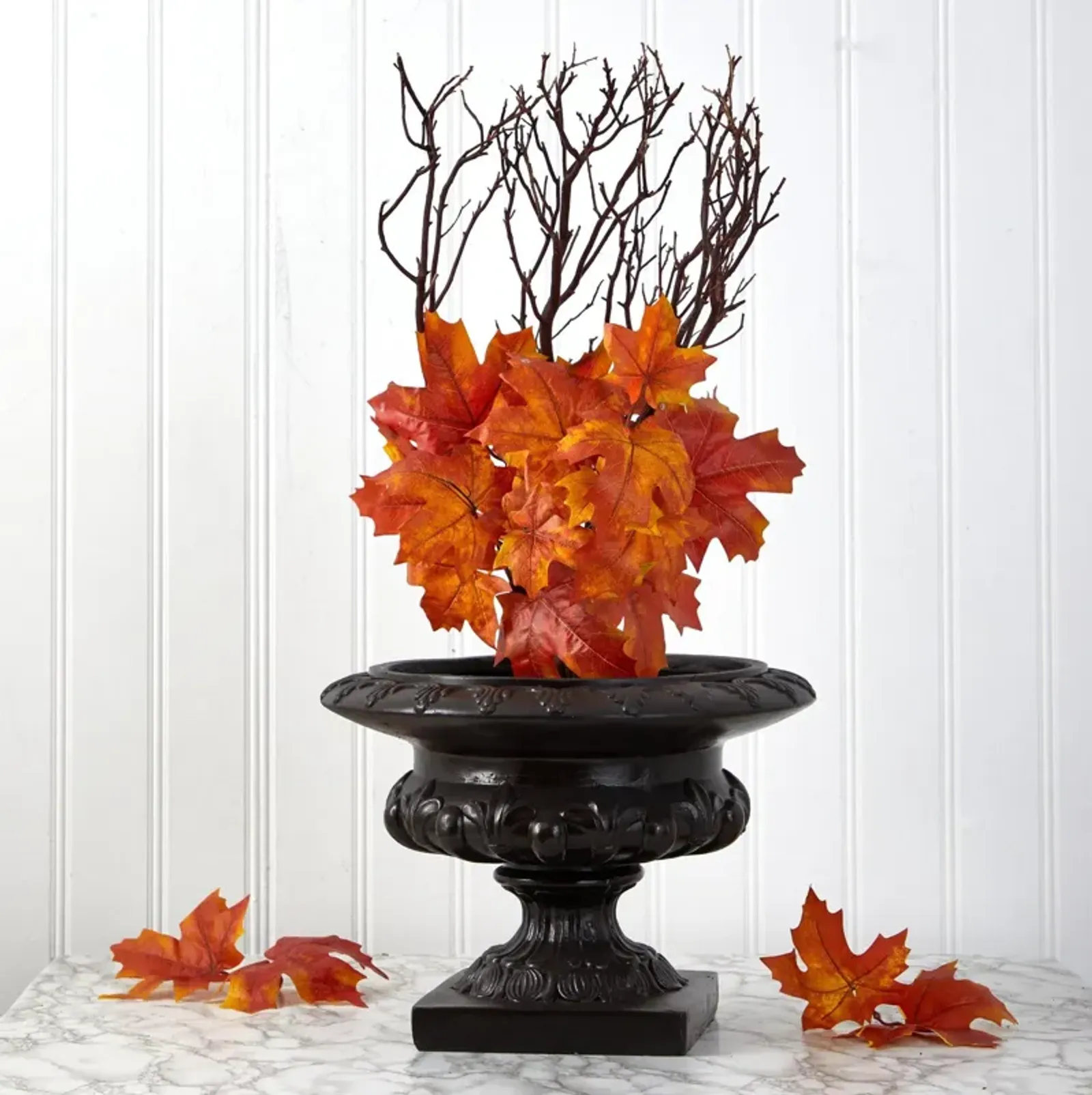 Nearly Natural 18-in Autumn Maple Leaf Artificial Flower (Set of 2)