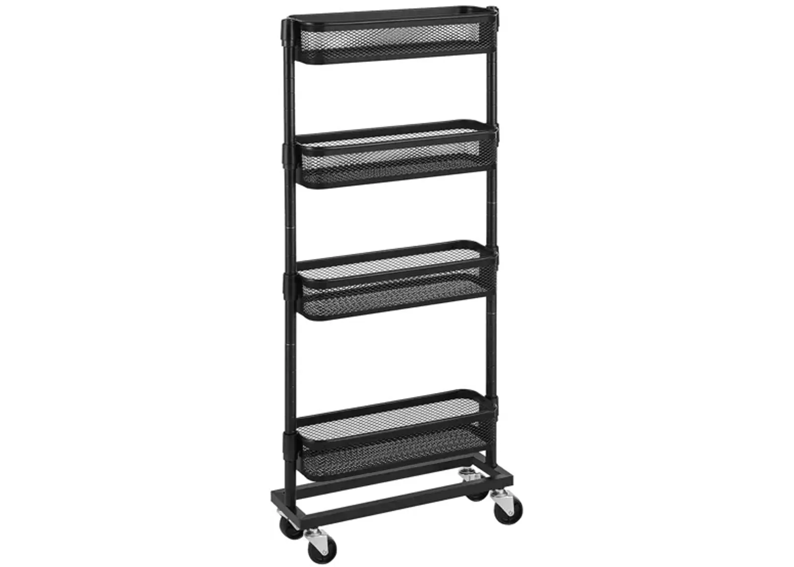 4-Tier Slim Storage Cart - Slide-Out Trolley for Small Spaces, Bathroom, and Kitchen